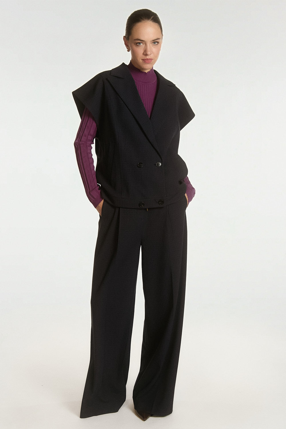 Hailey check trousers black
