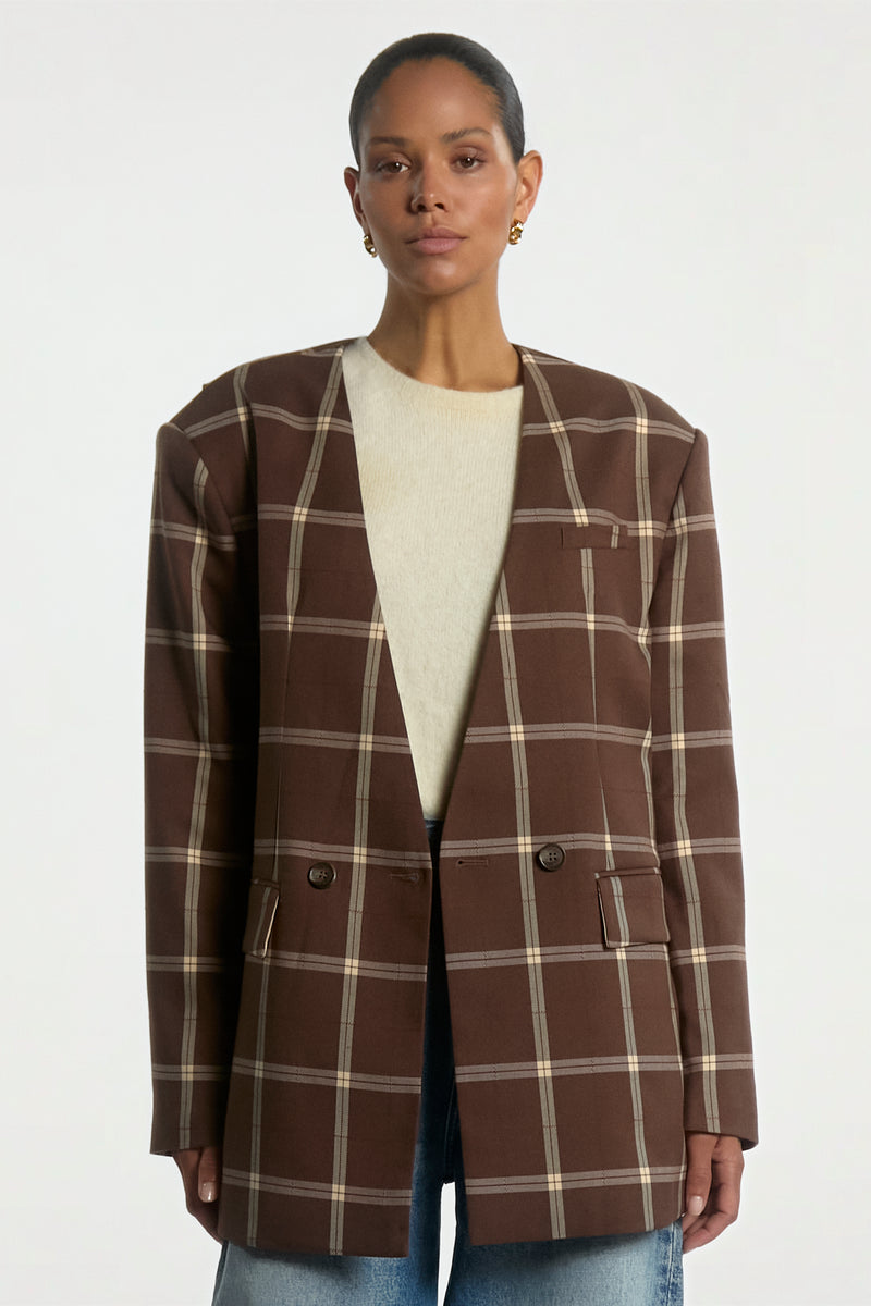 Luray check blazer bruin