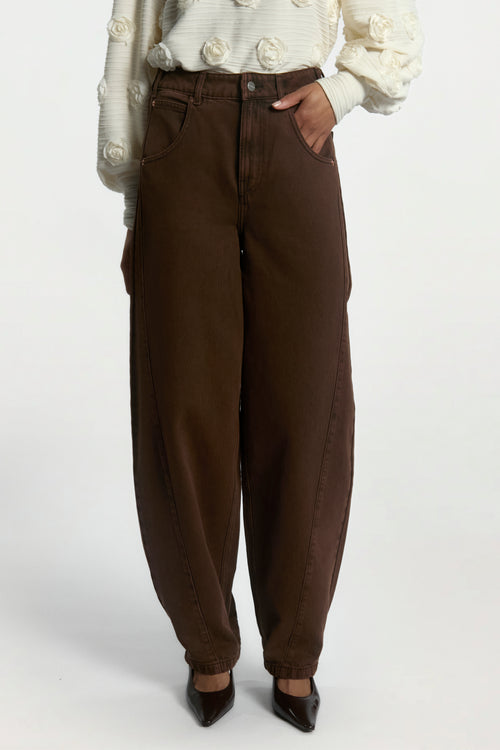 Daley barrel jeans donkerbruin