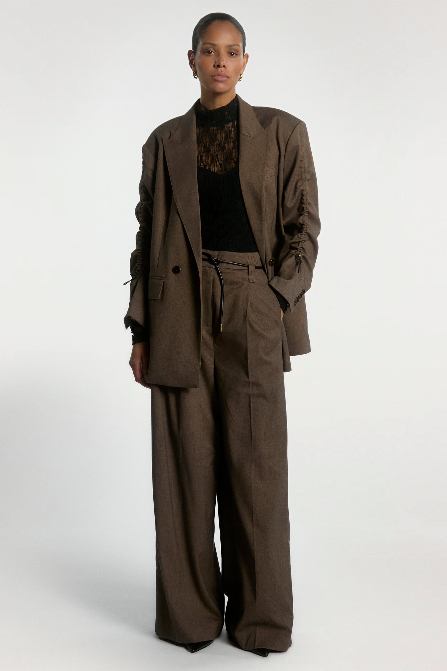 Hailey tweed broek bruin