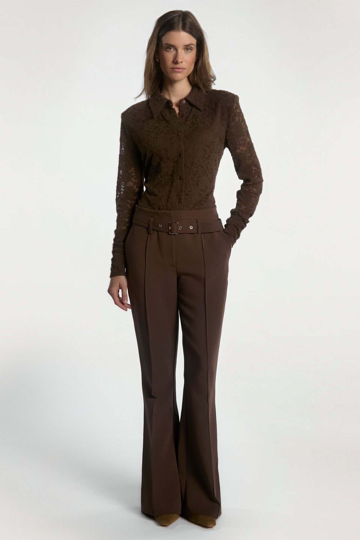 Vigo lace top dark brown 