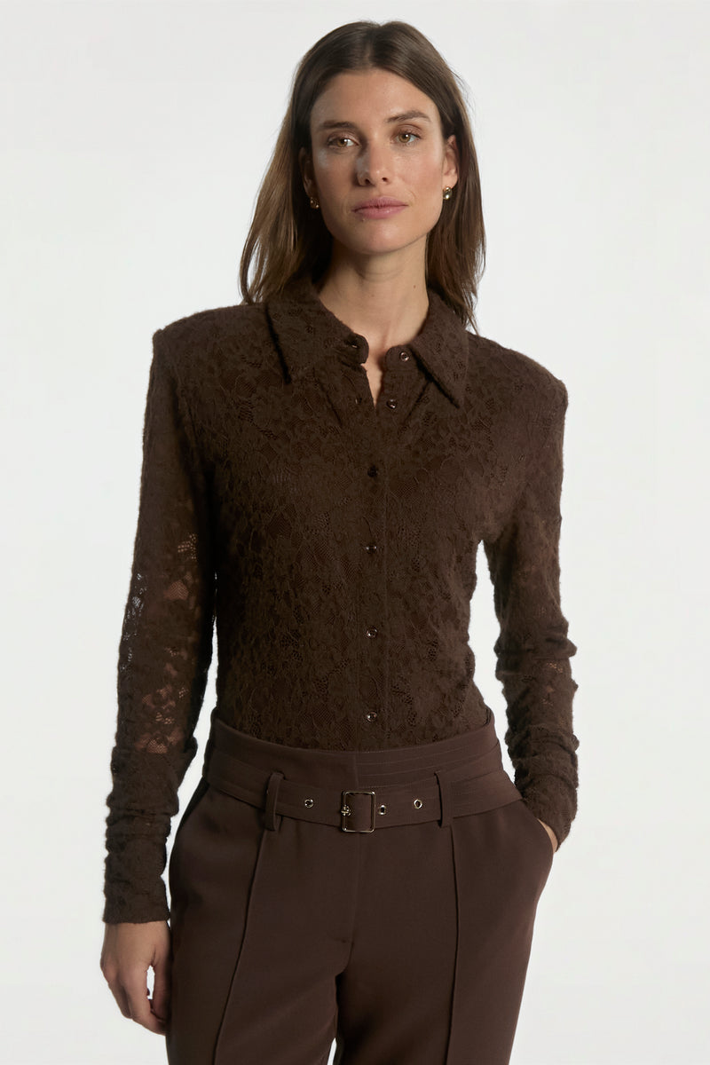 Vigo lace top dark brown 