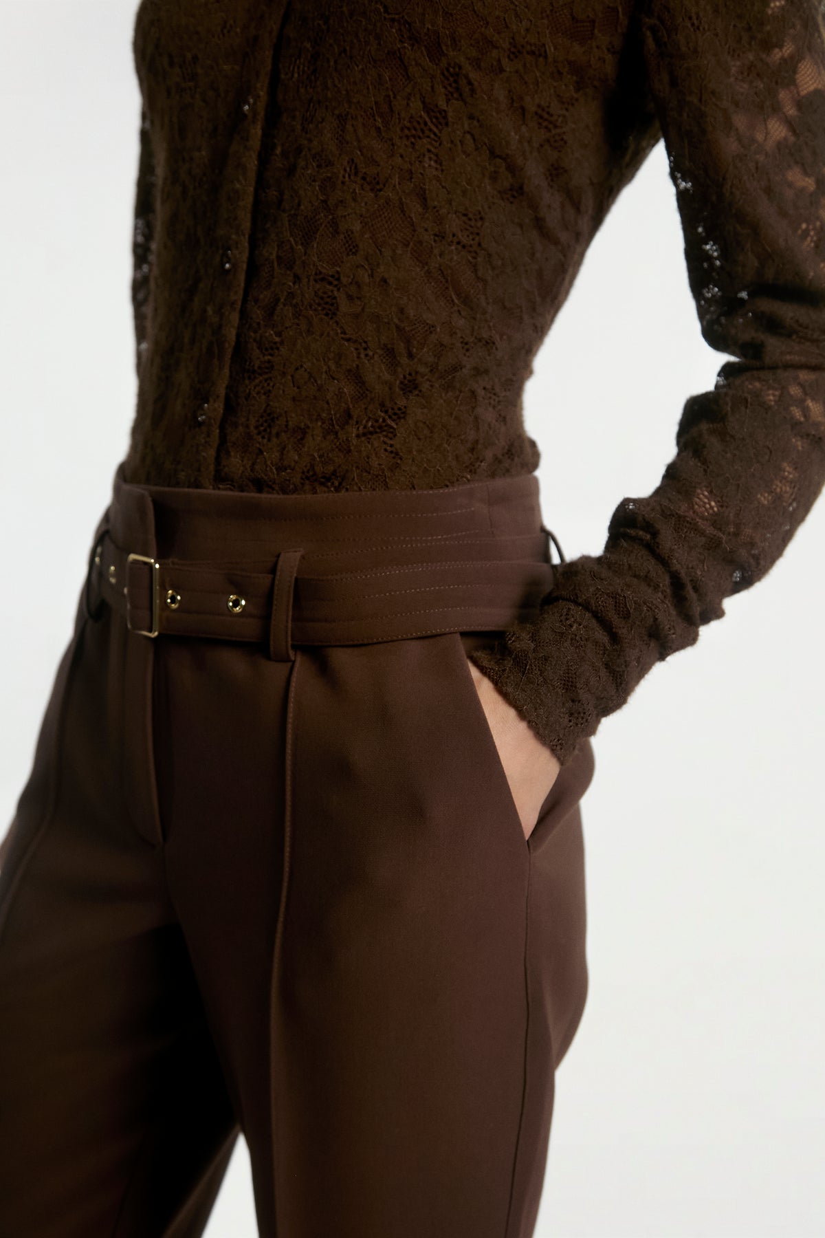 Vigo lace top dark brown 