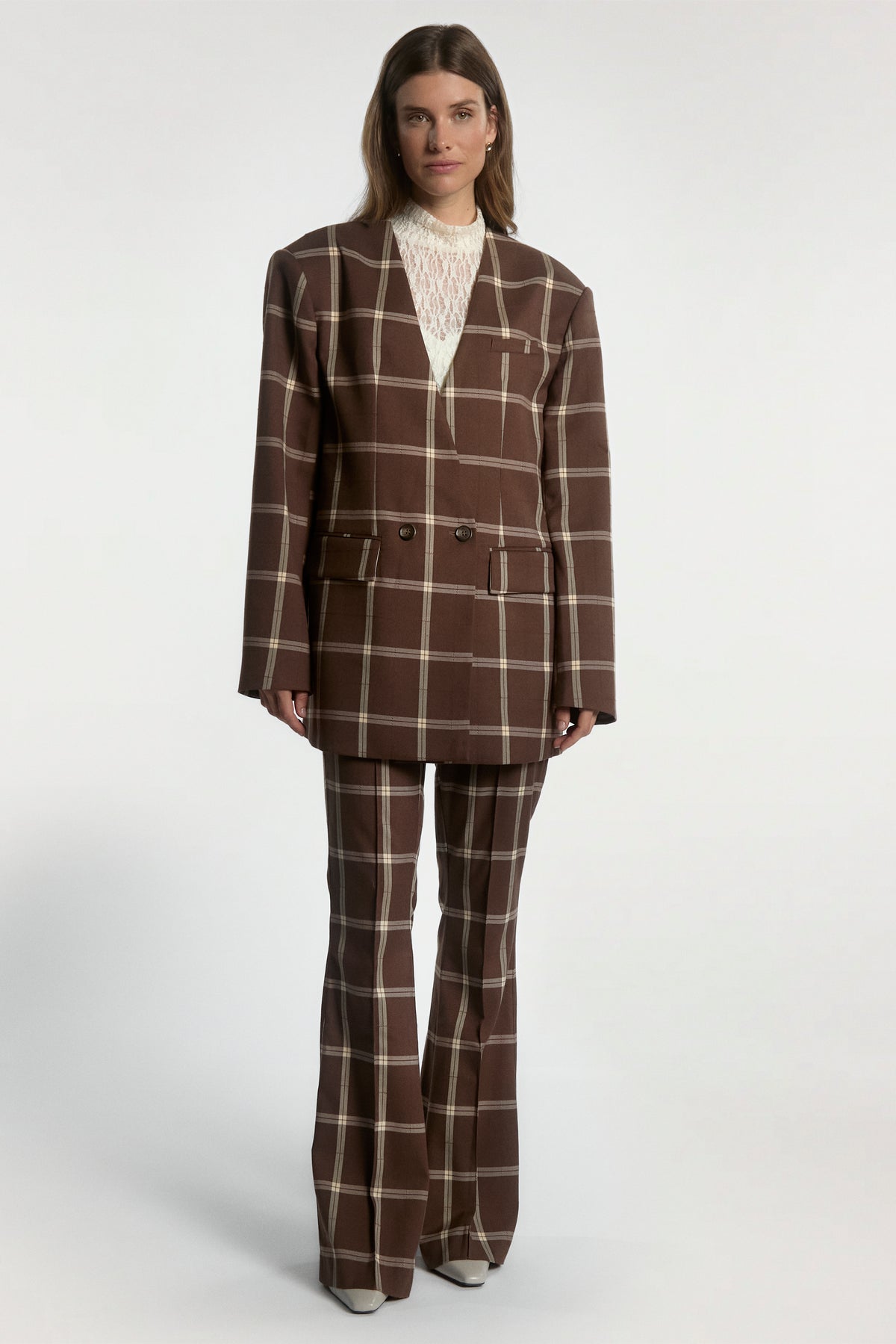 Luray check blazer bruin