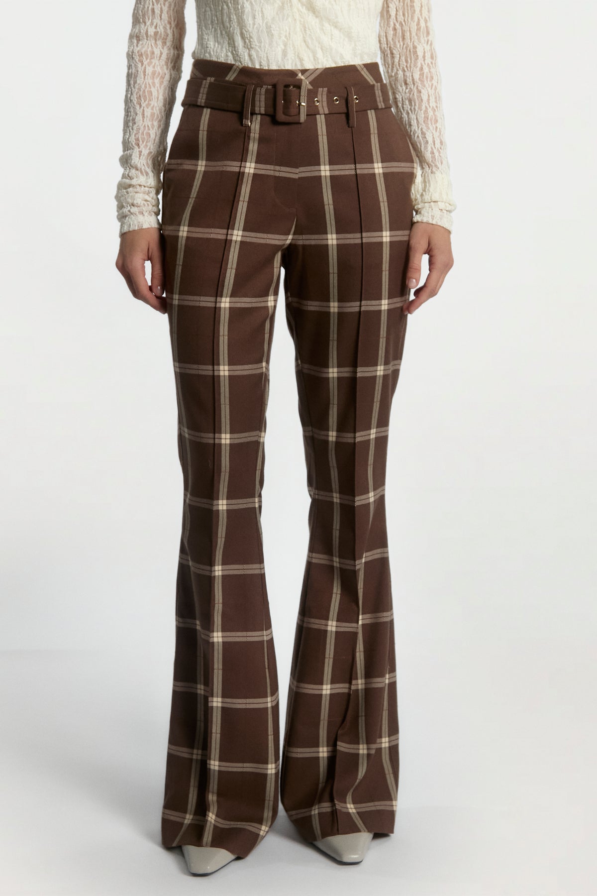 Glenn check broek bruin