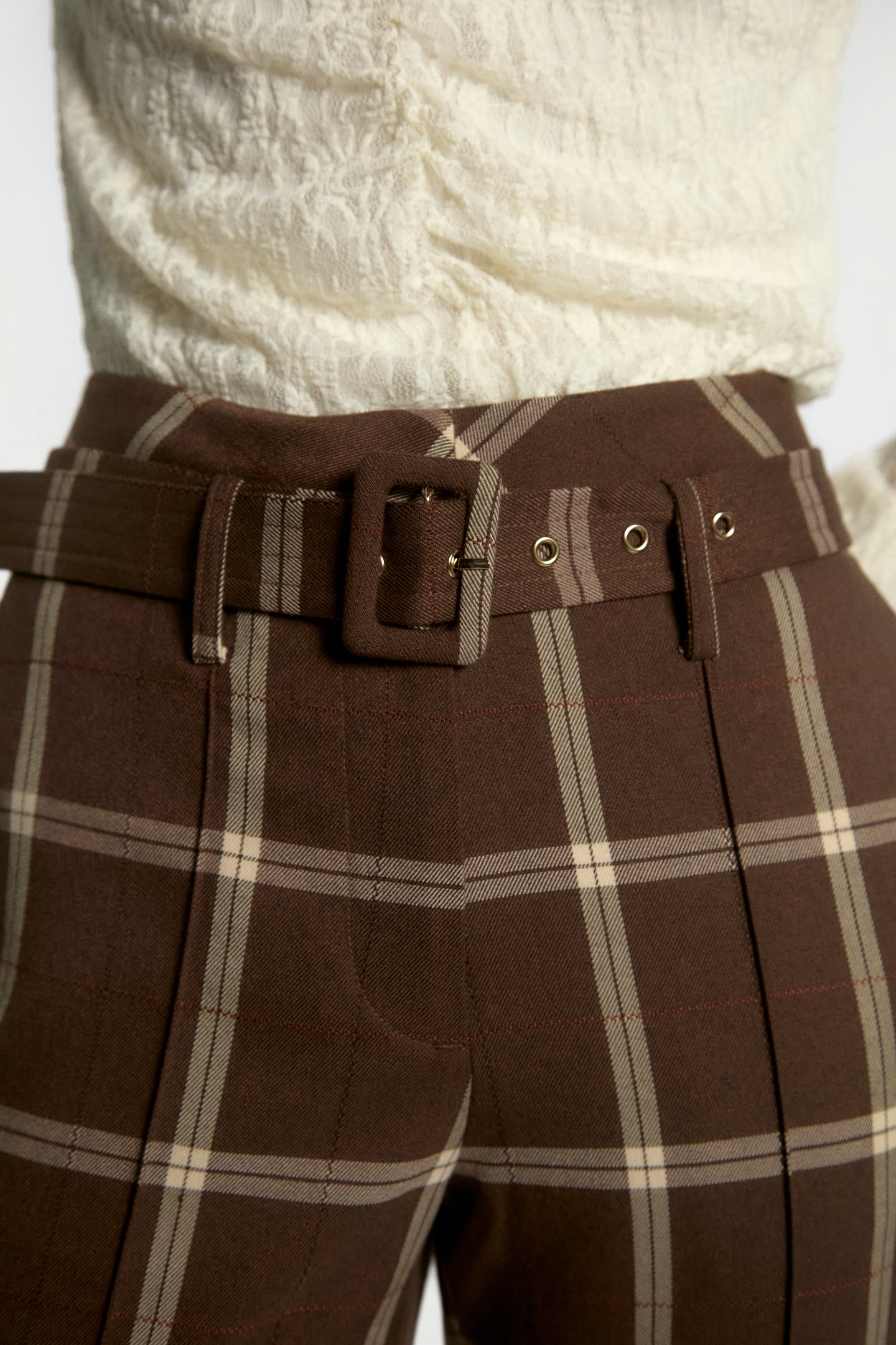 Glenn check broek bruin