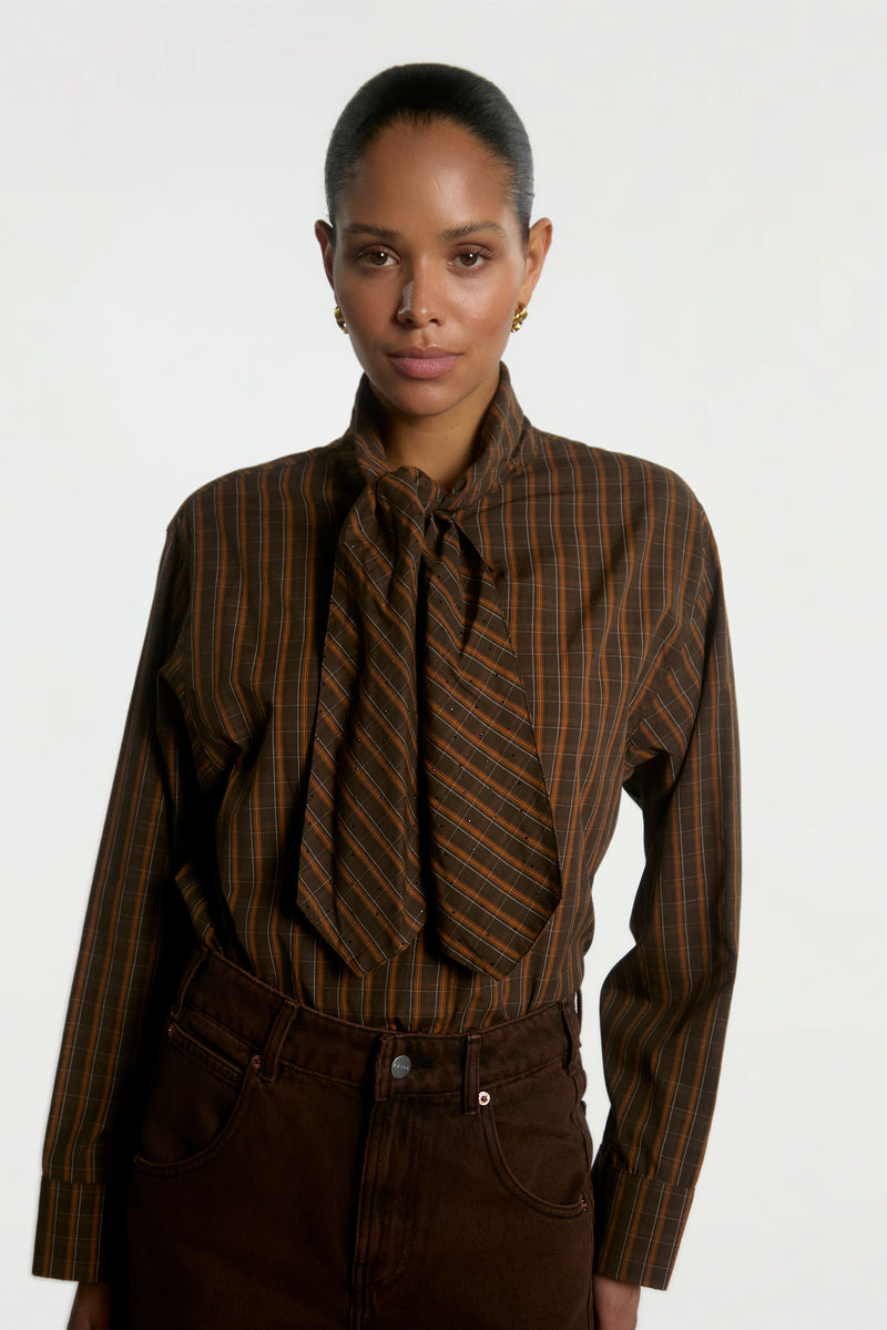 Janesse blouse donker bruin
