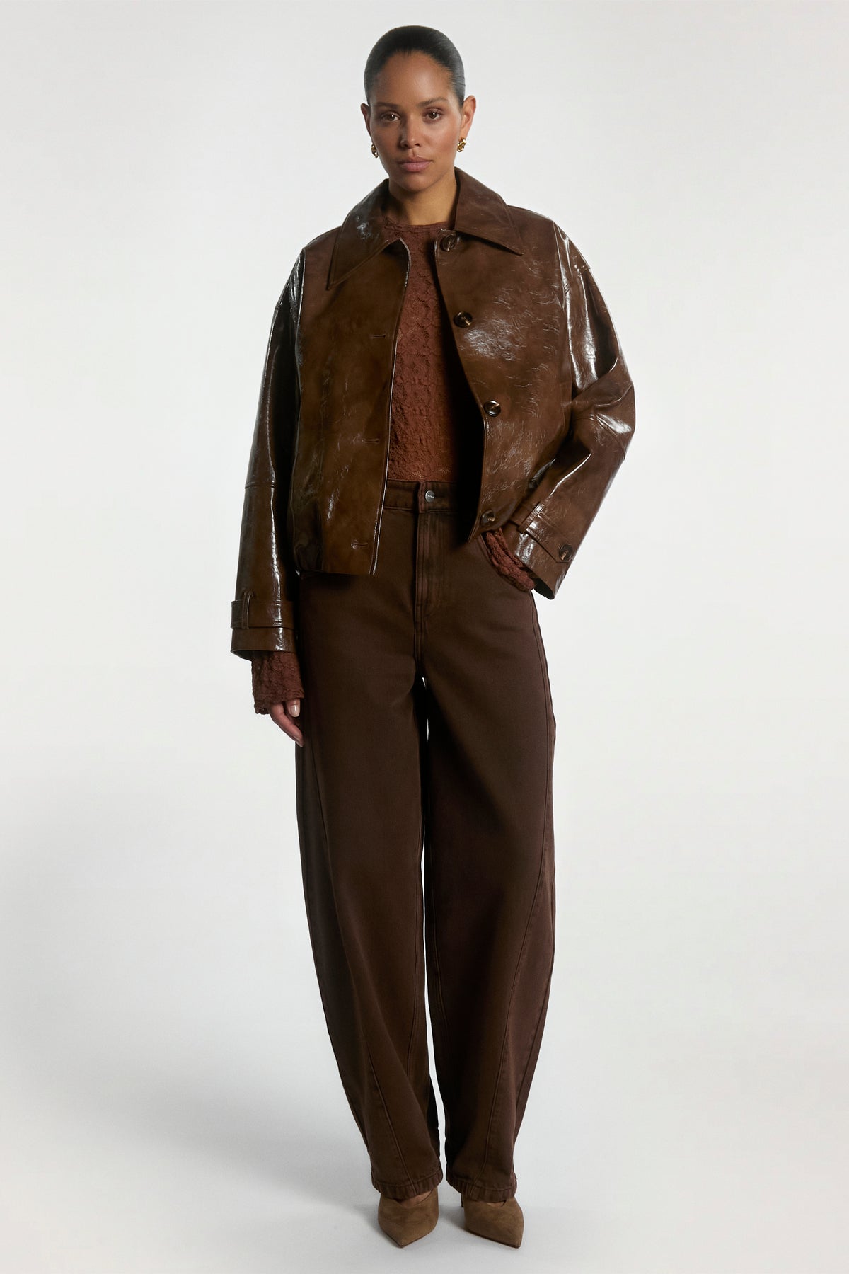 Carice PU jacket brown