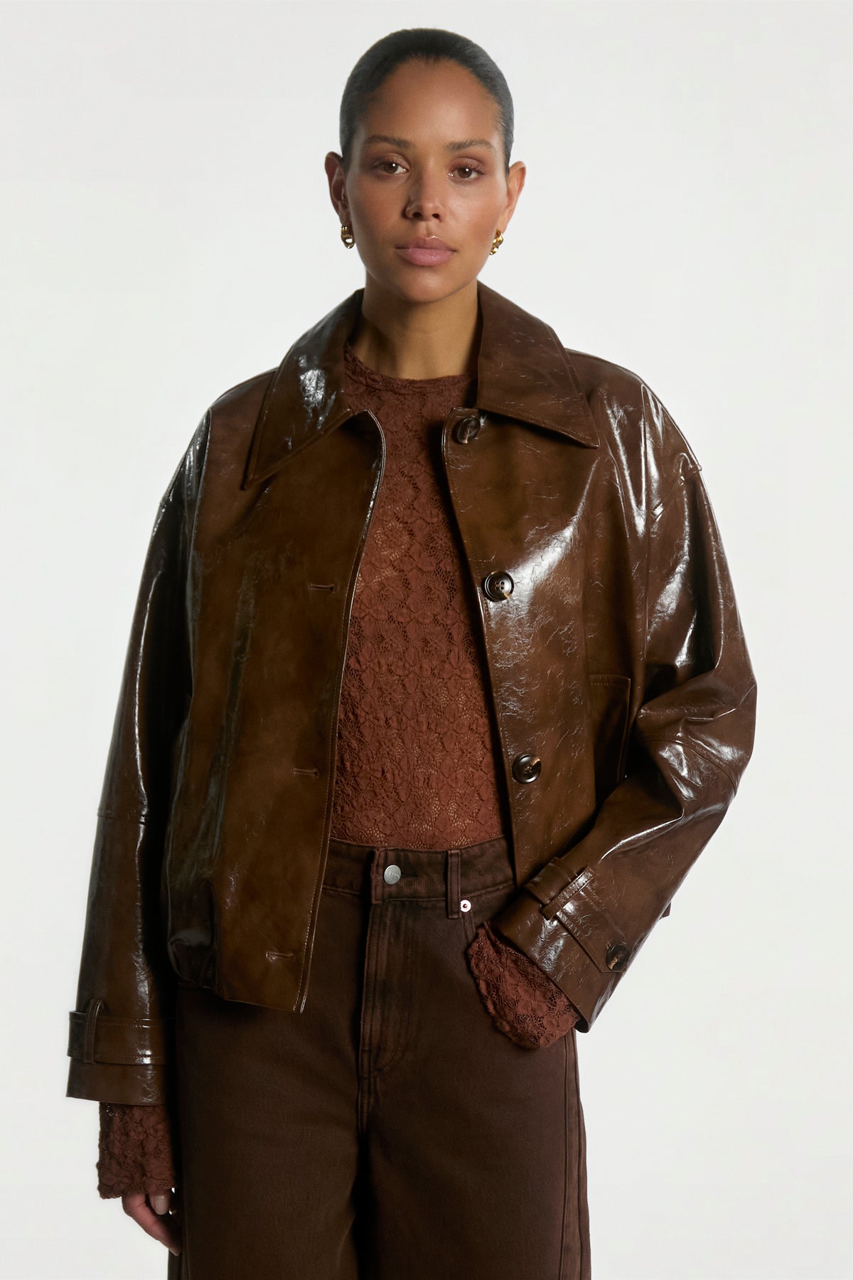 Carice PU jacket brown