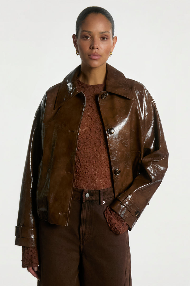 Carice PU jas bruin