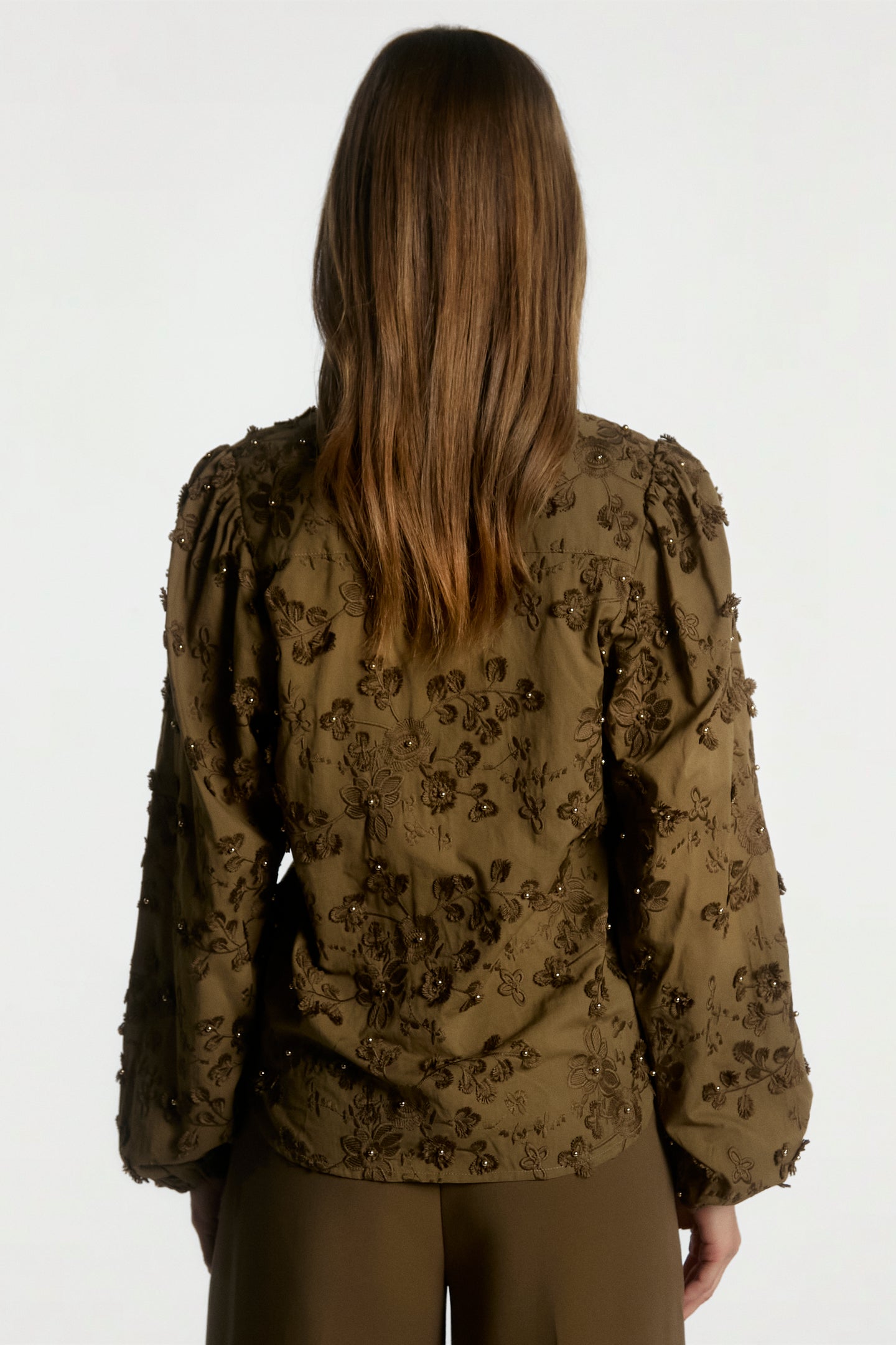 Lien beads blouse groen