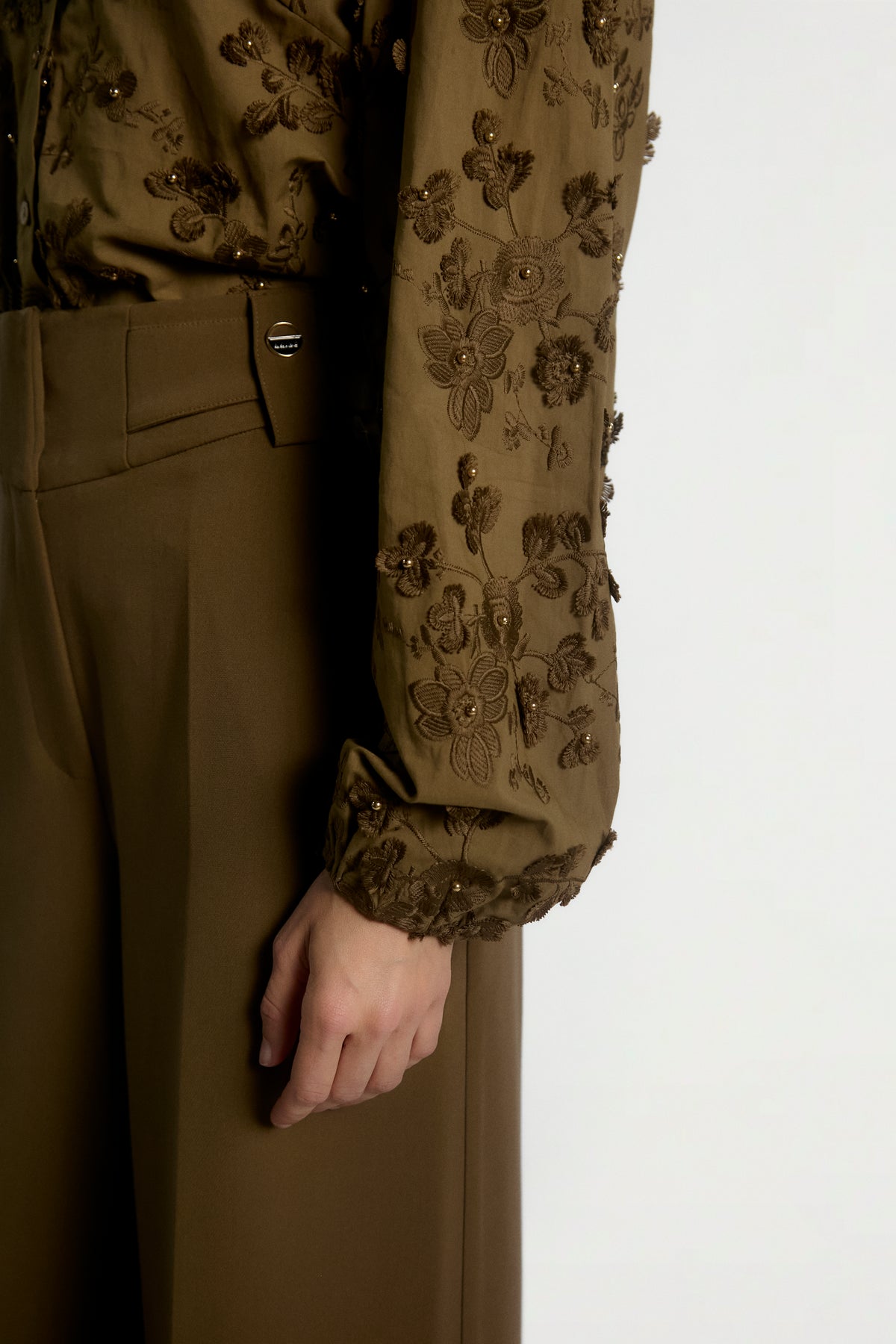 Lien beads blouse groen