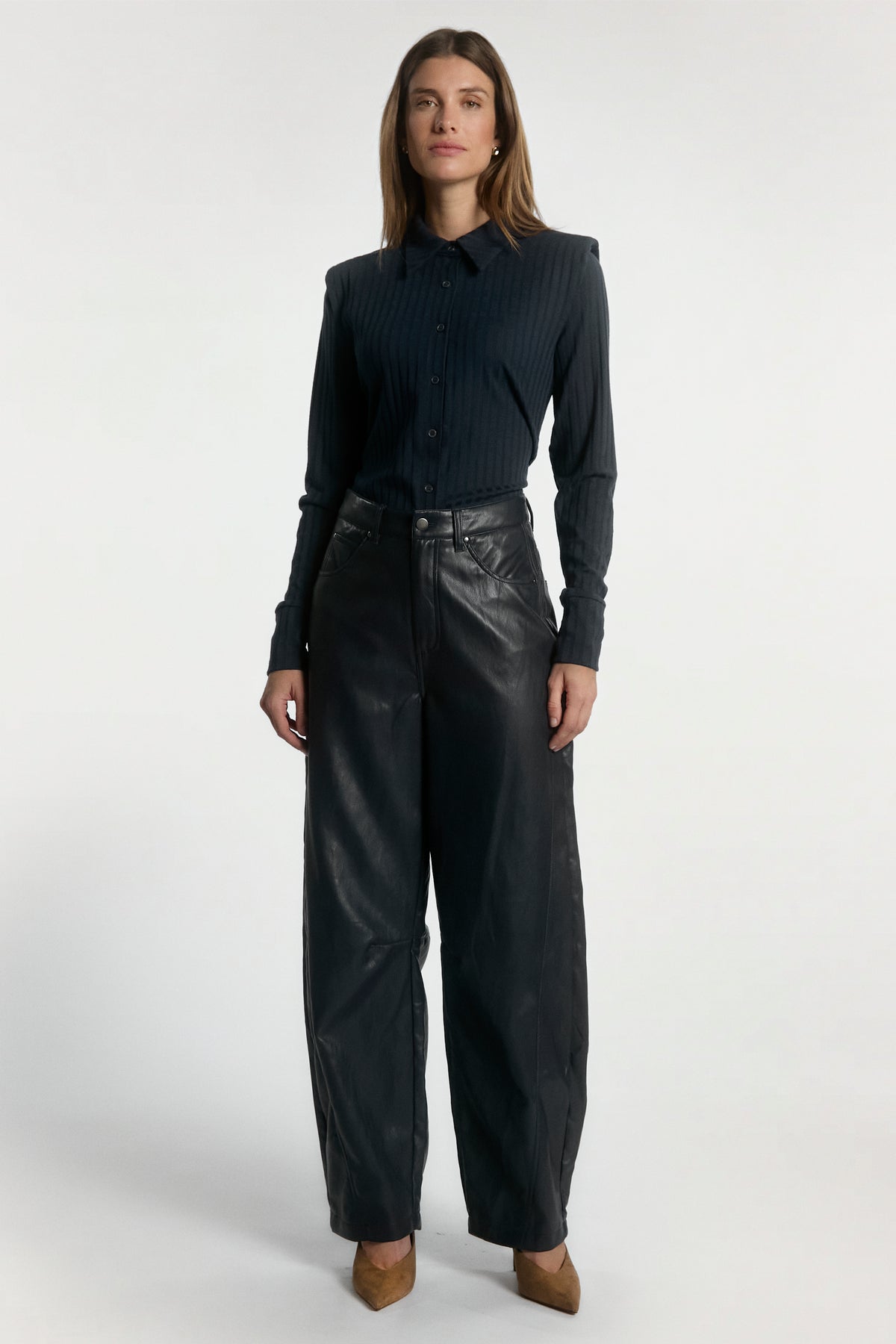 Quin Dark Blue PU Pants