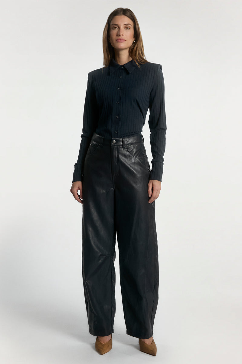 Quin Dark Blue PU Pants