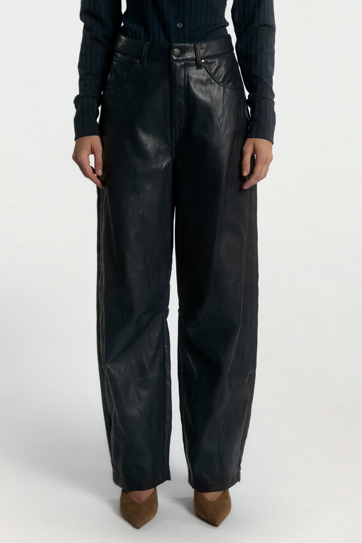 Quin Dark Blue PU Pants