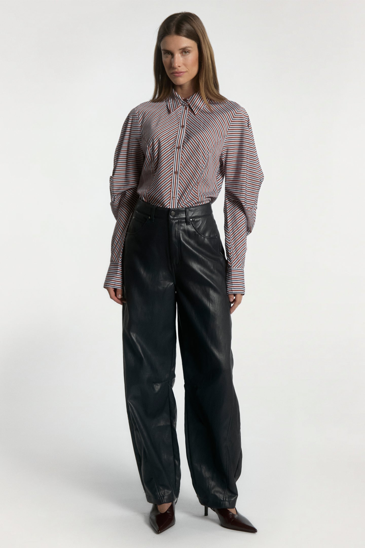 Isabel stripe blouse bruin