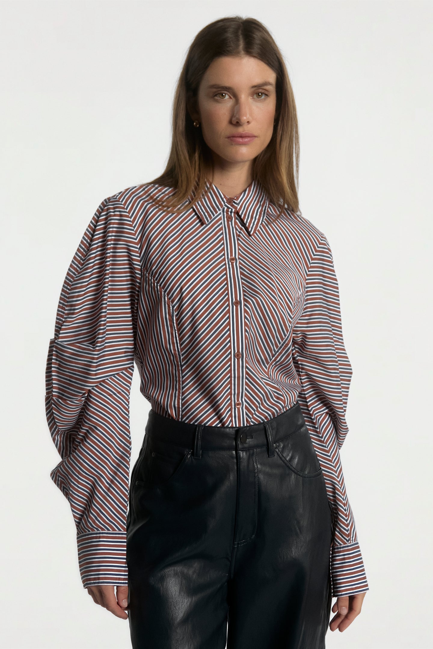Isabel stripe blouse bruin