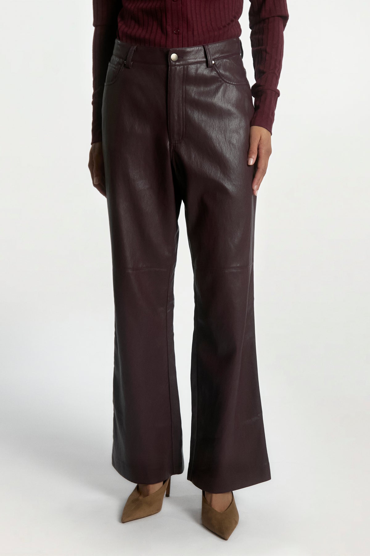 Rianne PU Pants Burgundy