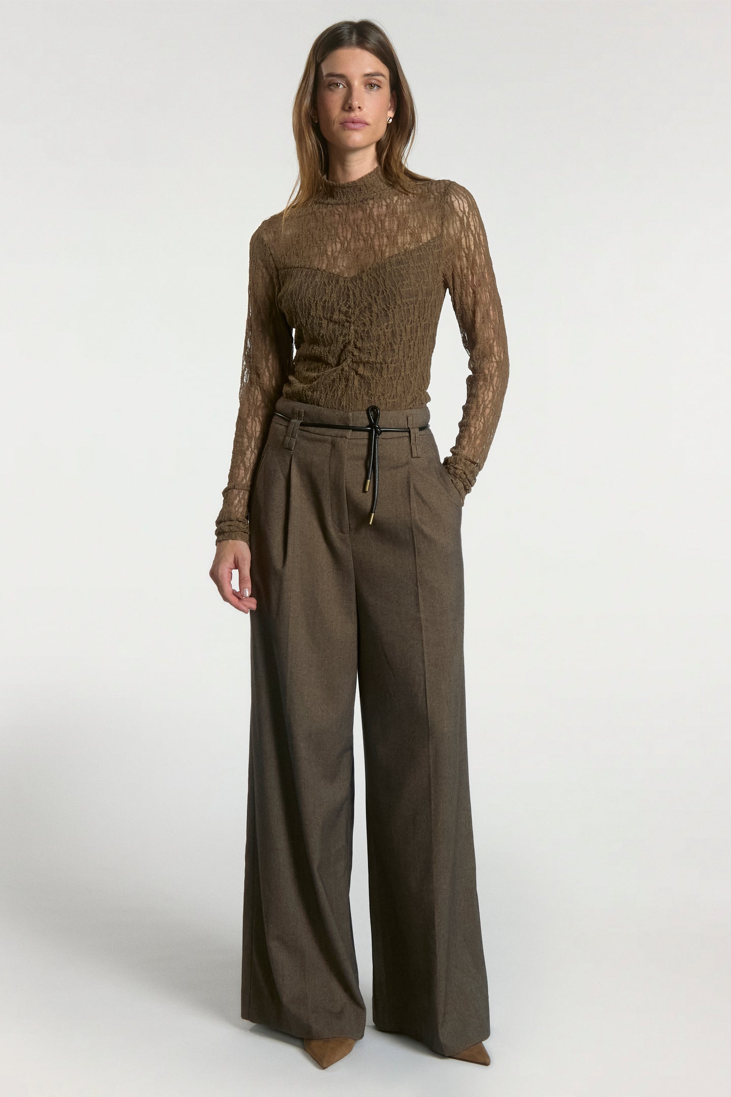 Hailey tweed broek bruin