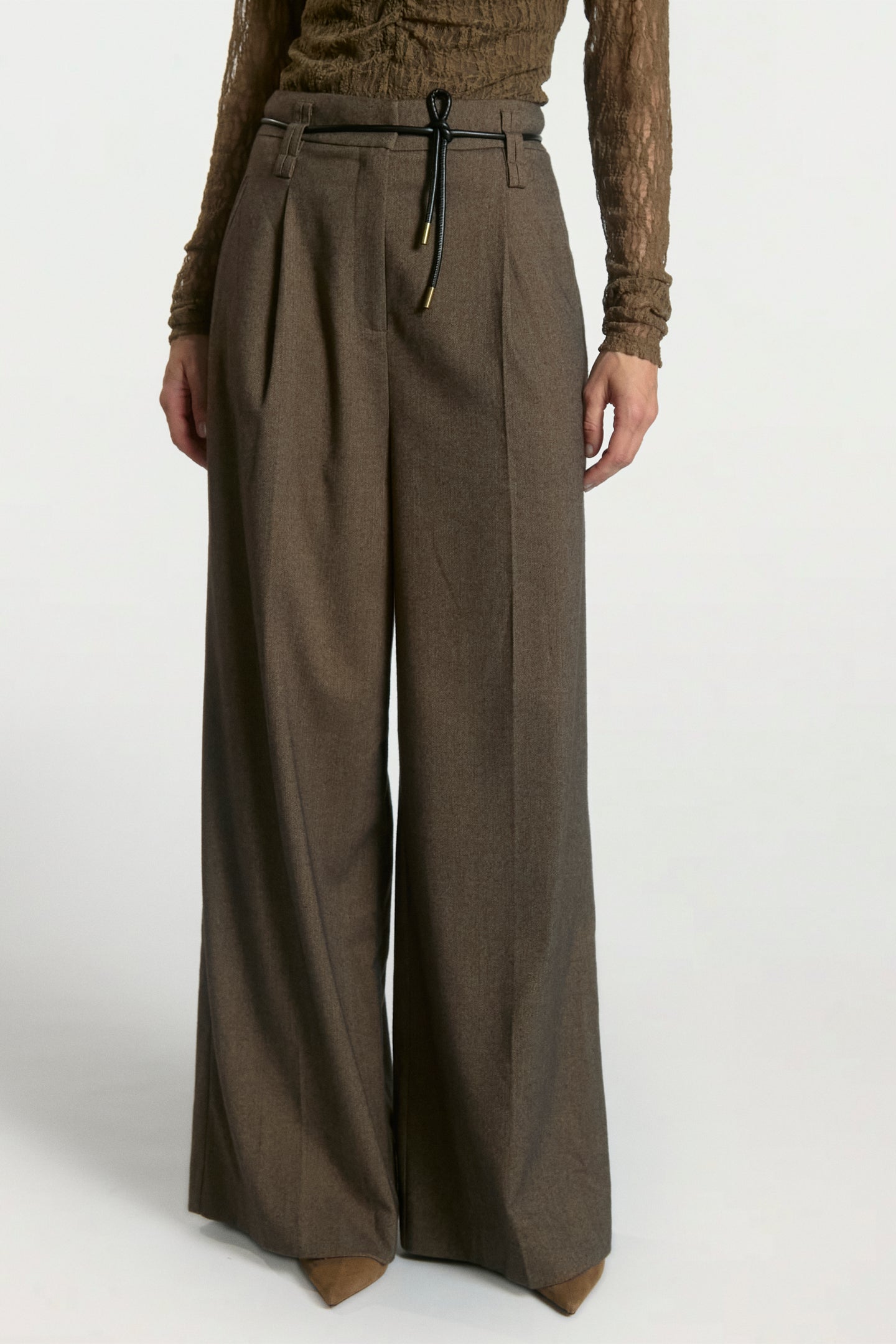 Hailey tweed broek bruin
