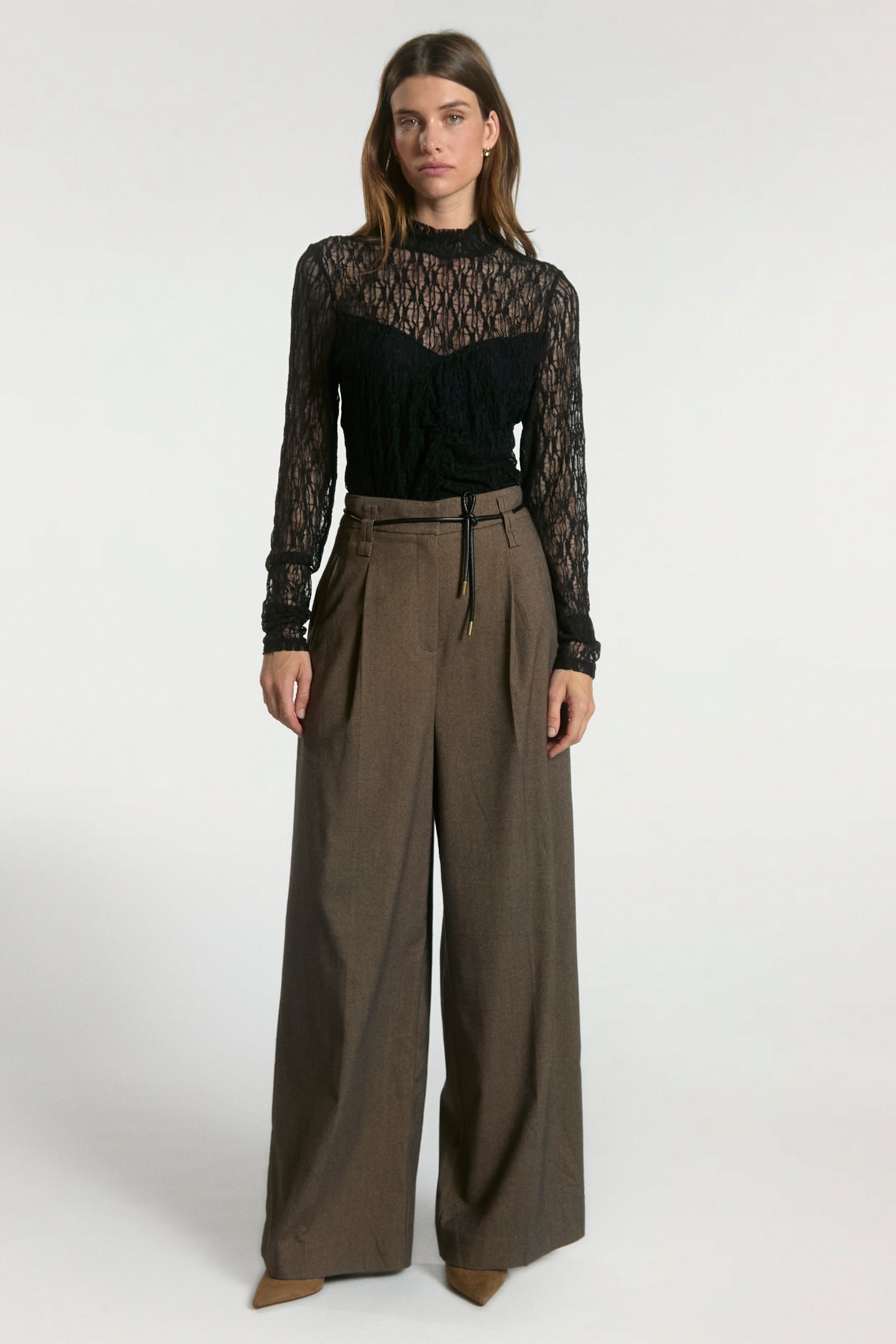 Hailey tweed broek bruin