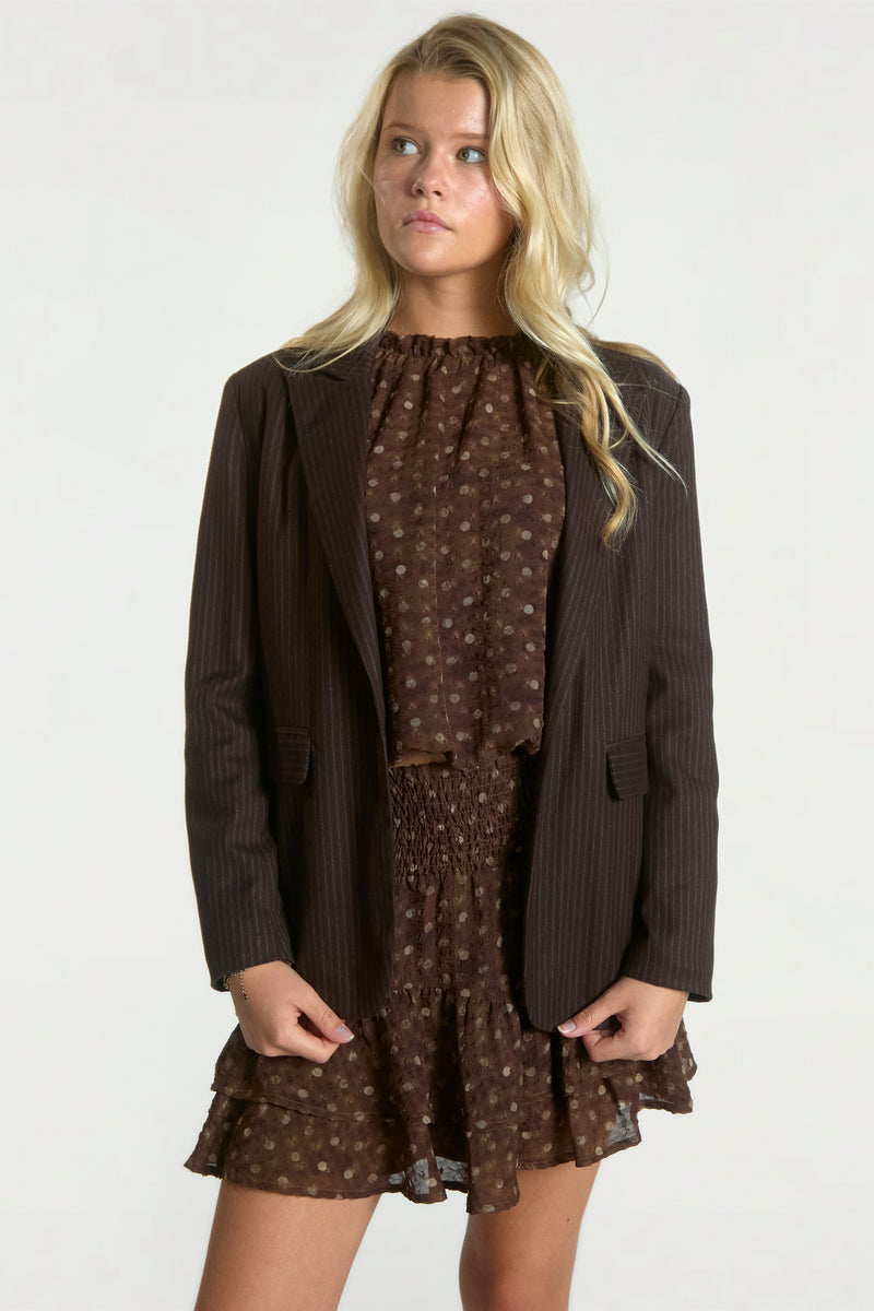 Kendal pinstripe blazer donkerbruin