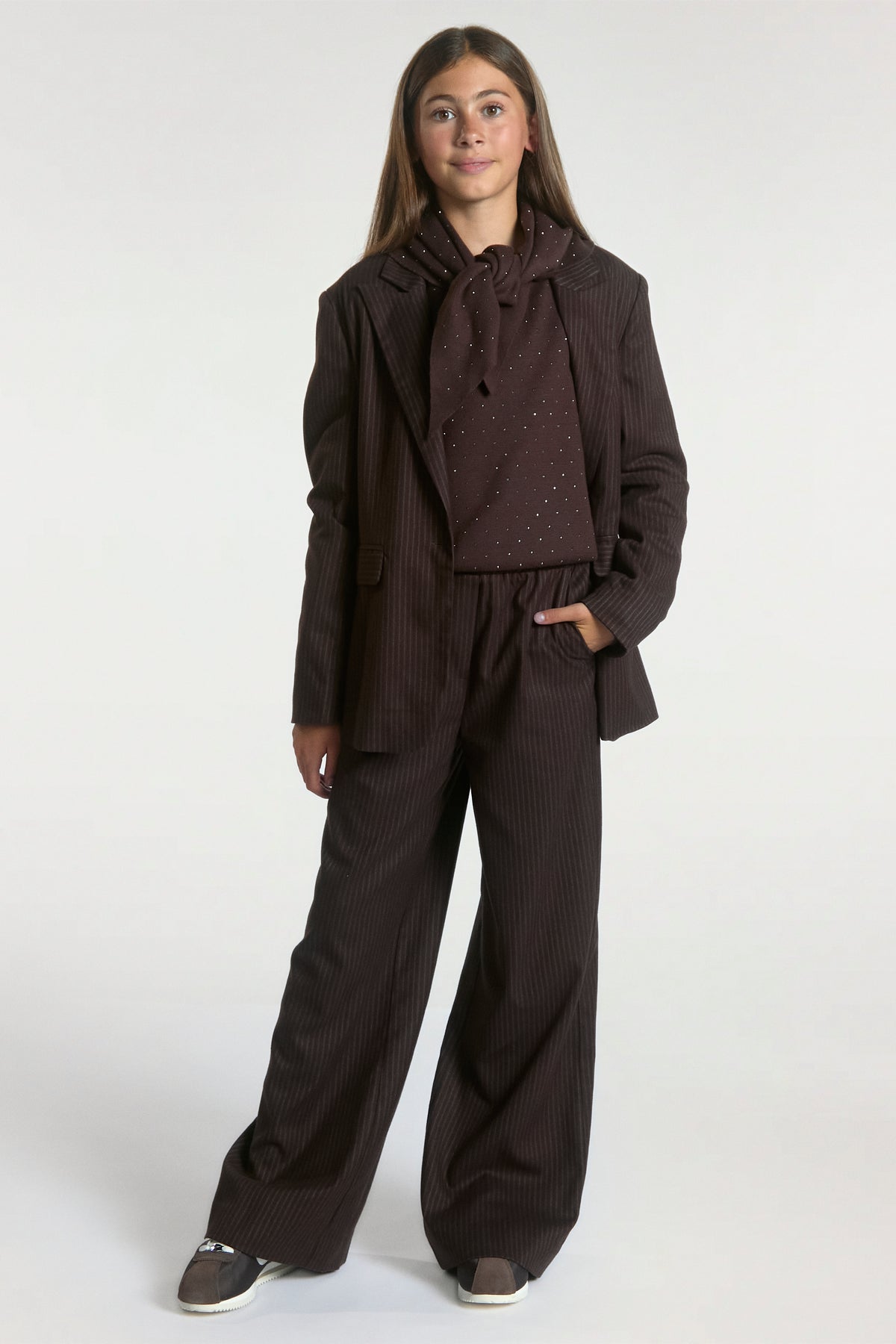 Kendal pinstripe blazer donkerbruin