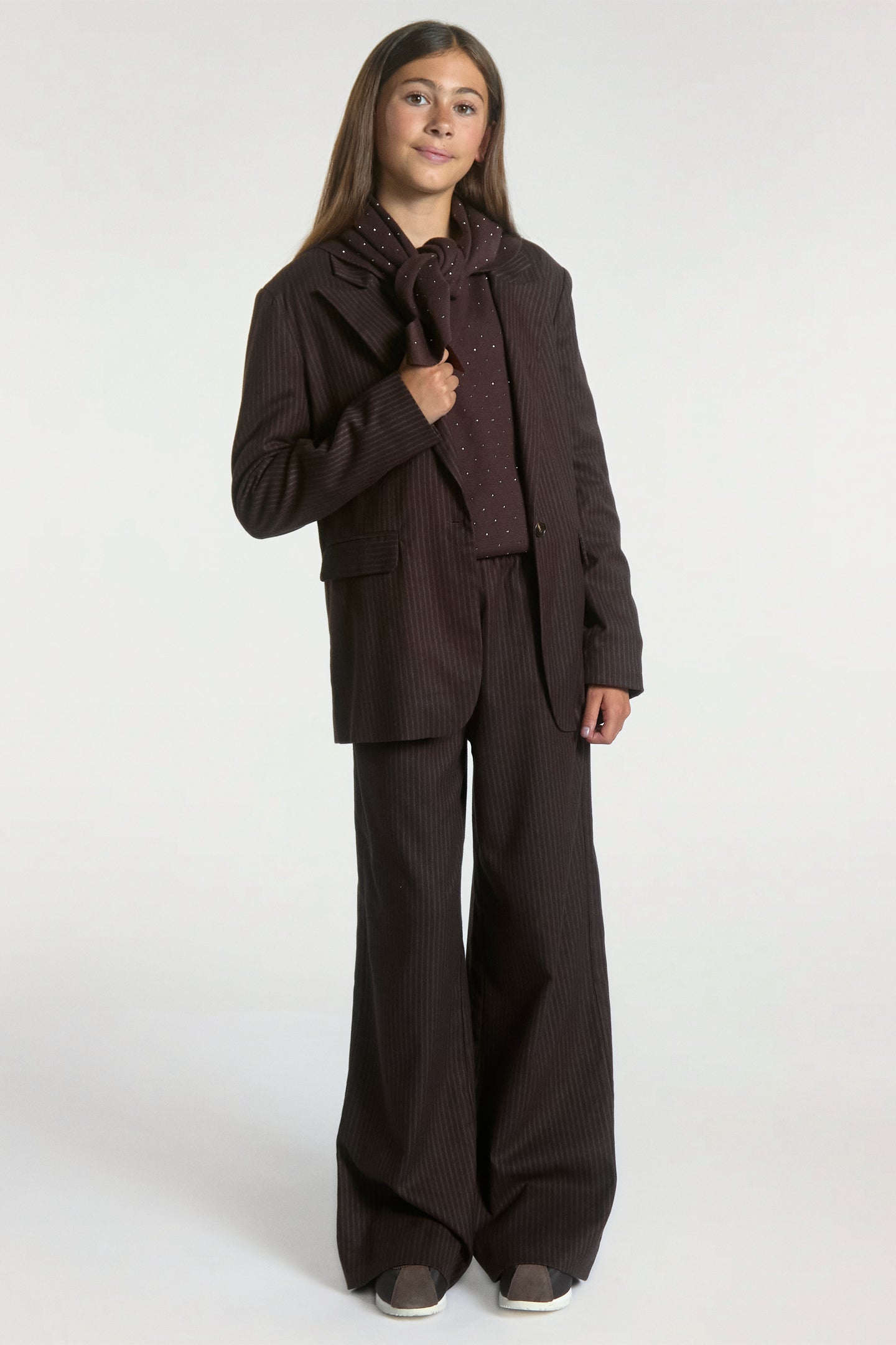 Kendal pinstripe blazer donkerbruin