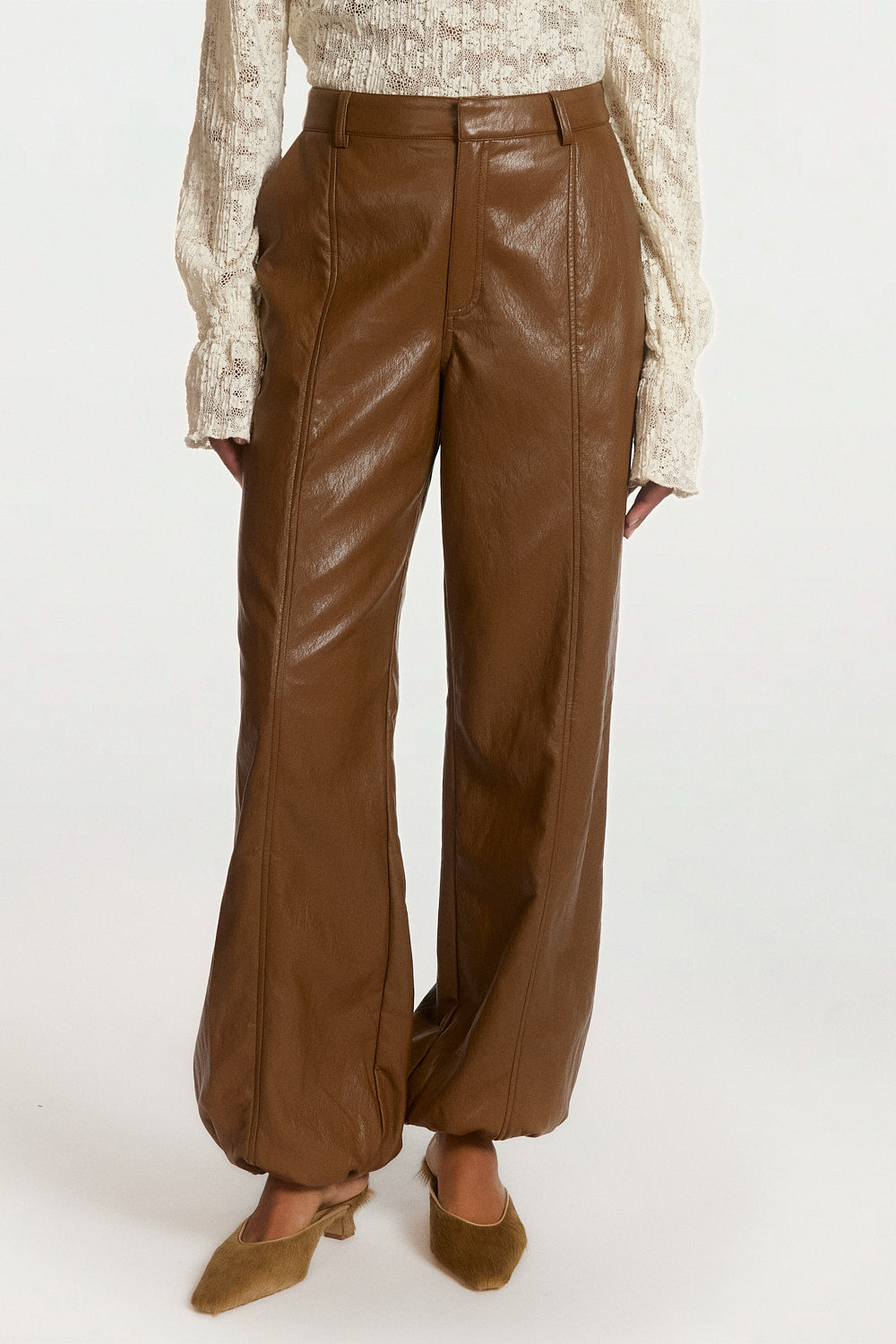 Jet PU trousers brown