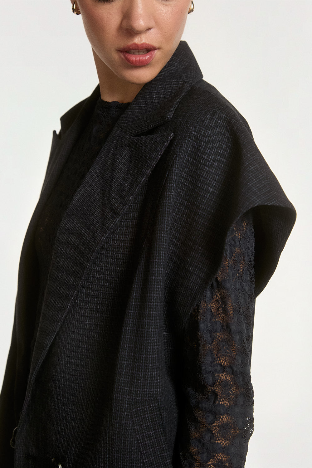 Laon check gilet black