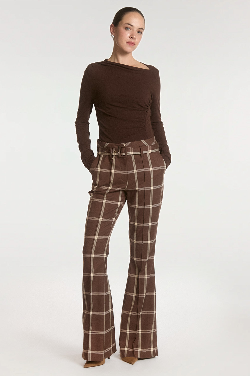 Glenn check trousers brown 