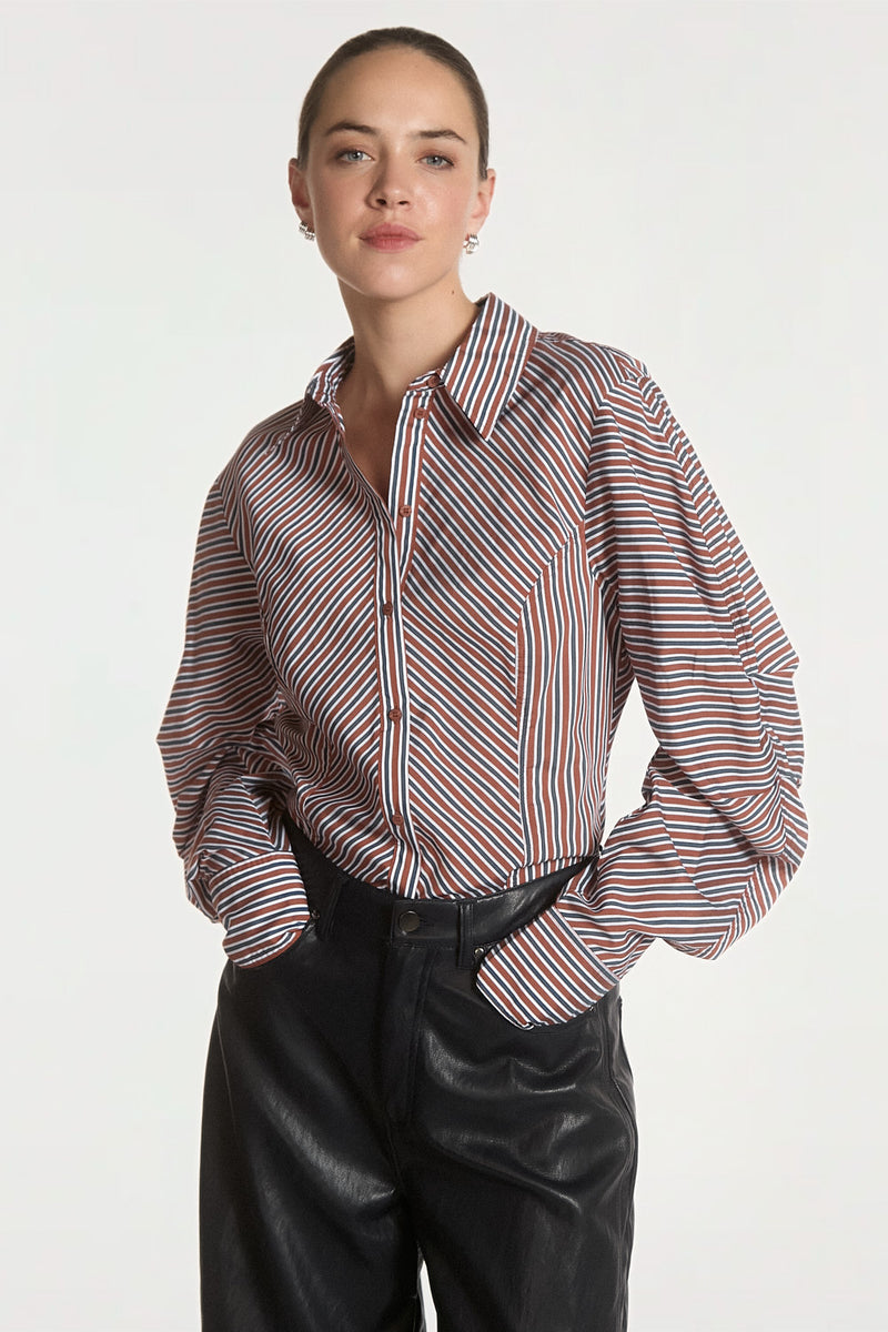 Isabel stripe blouse brown