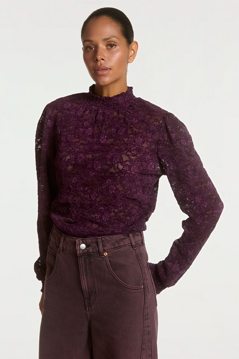 Tory lace top plum