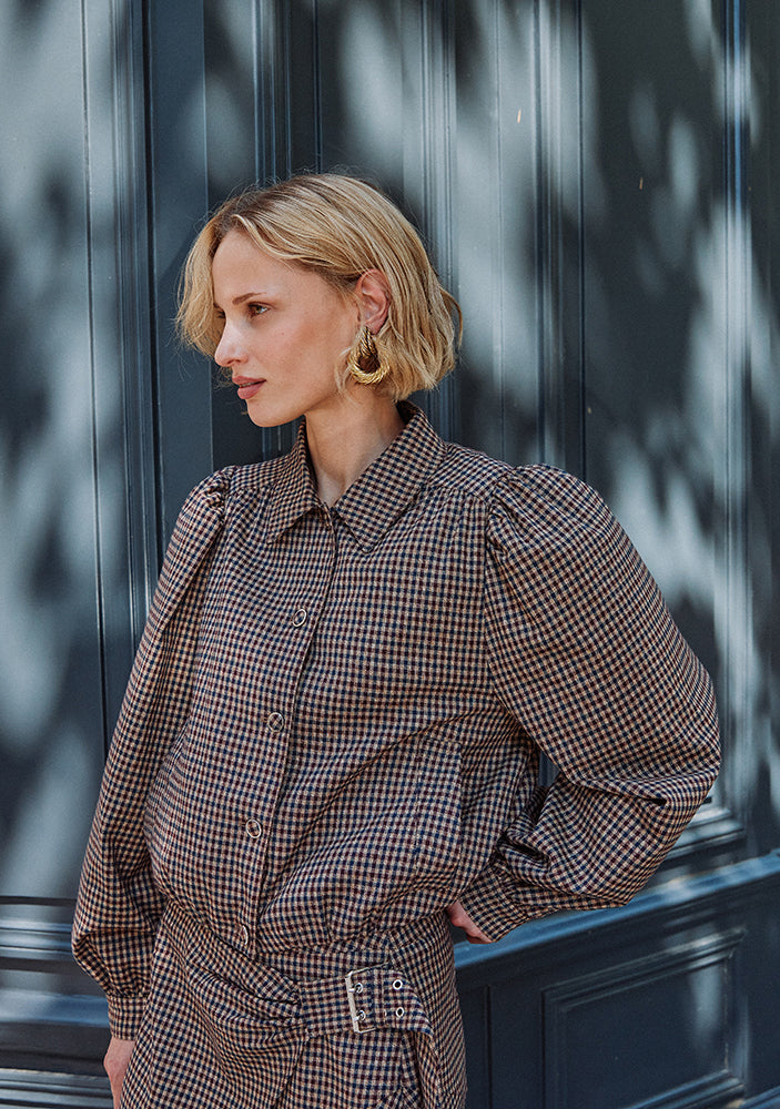Sandy check jacket burgundy