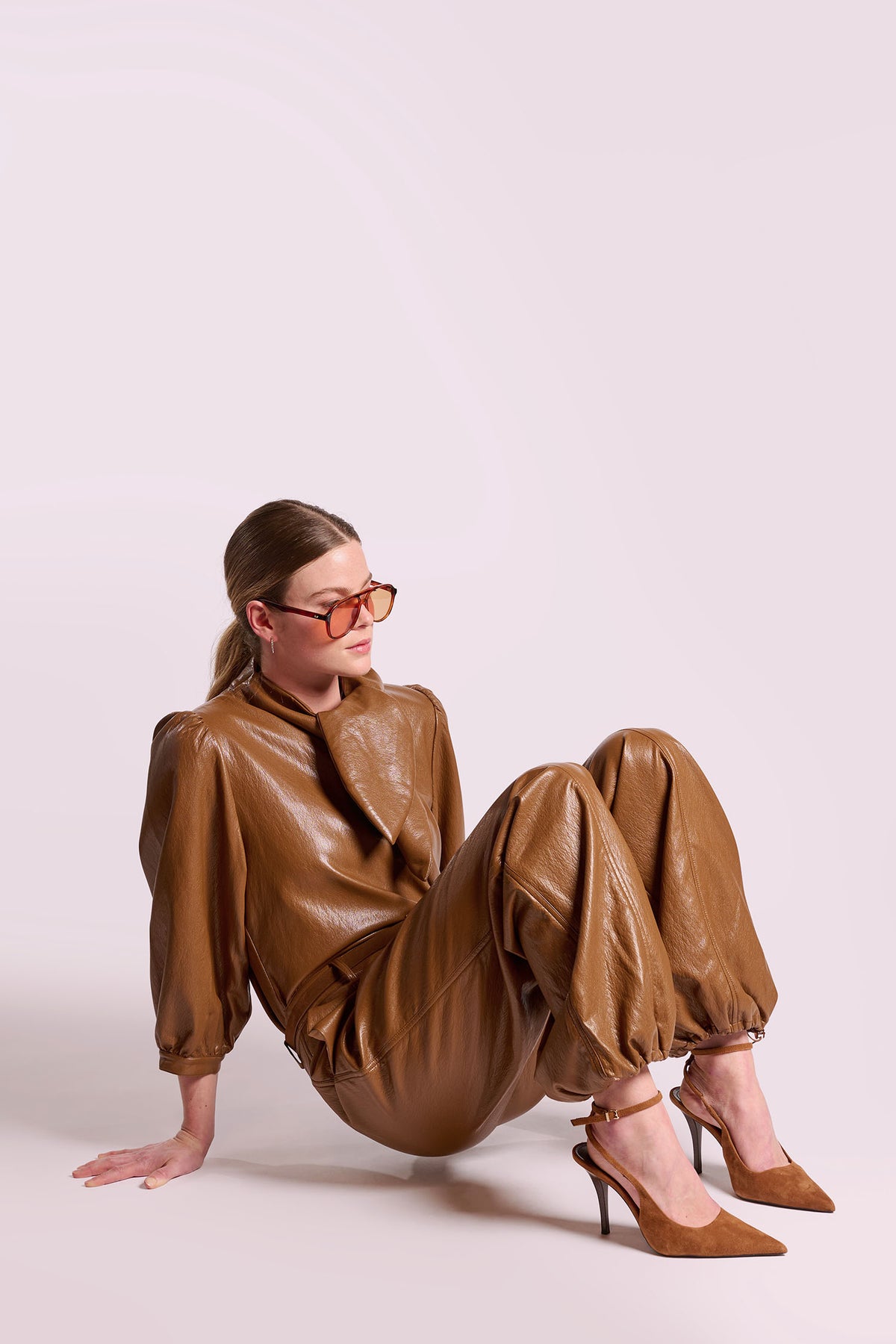 Jet PU trousers brown