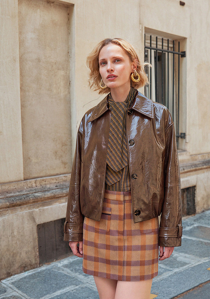 Nasla check skirt brown
