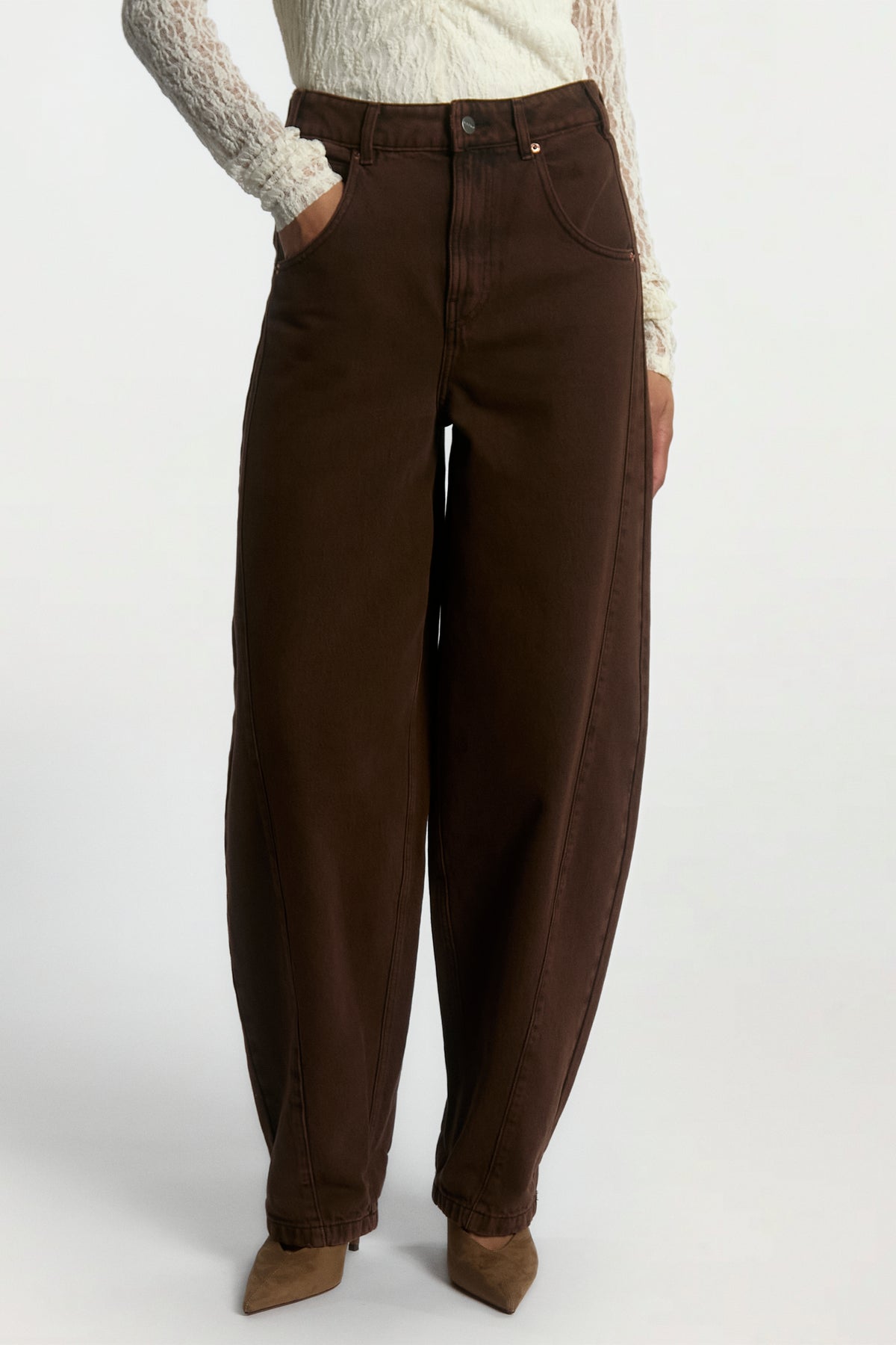 Daley barrel jeans bruin