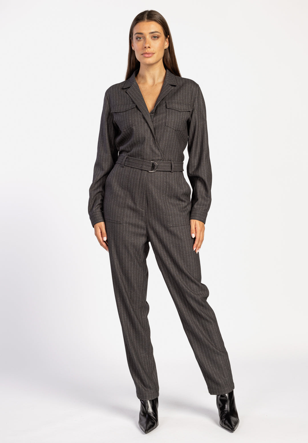 Jessie Pinstripe Jumpsuit Grey