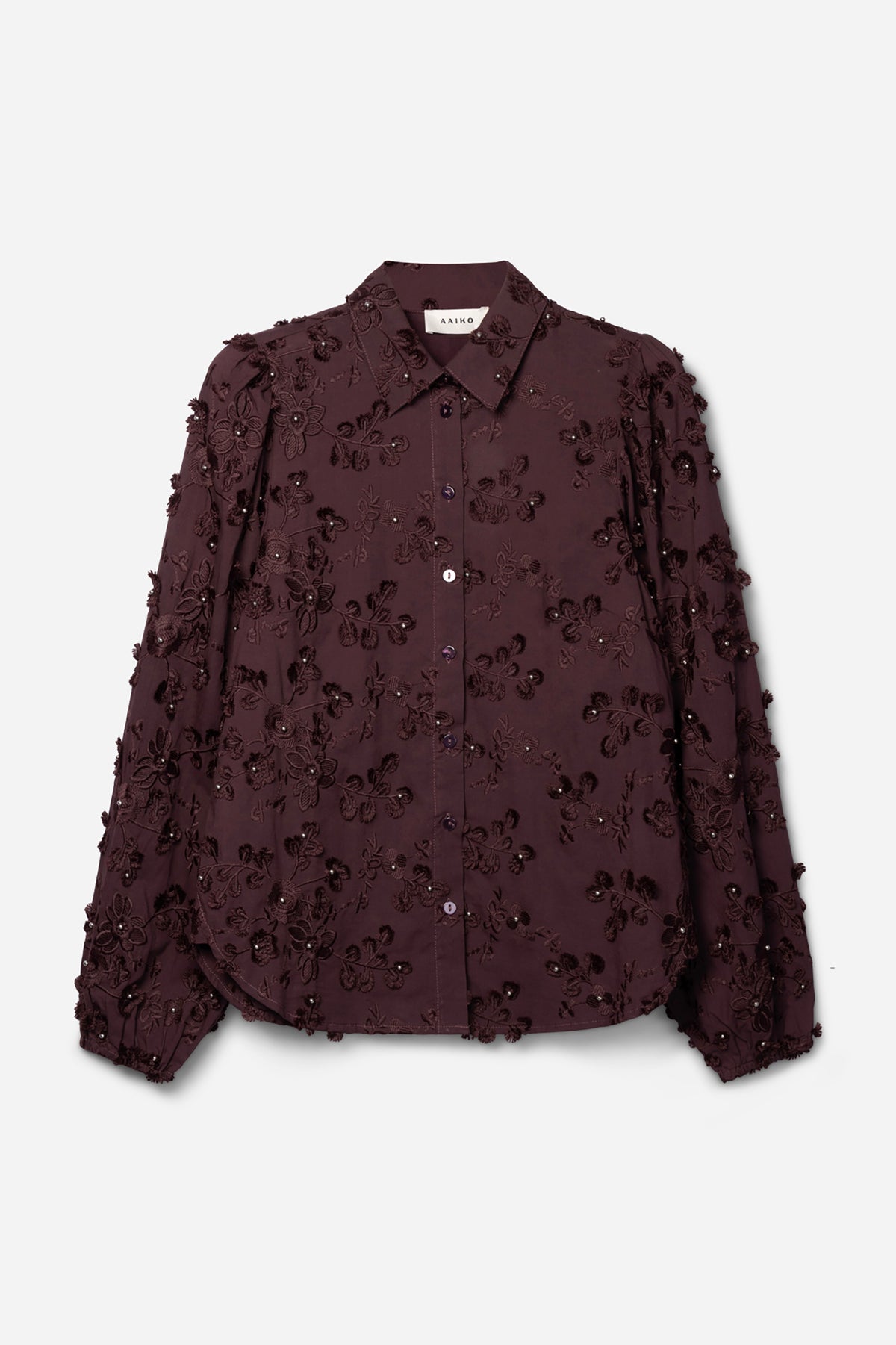 Lien beads blouse burgundy