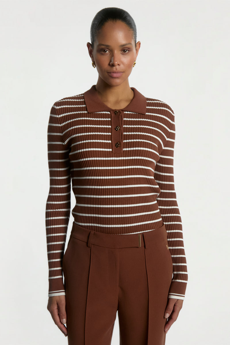 Olin stripe top bruin