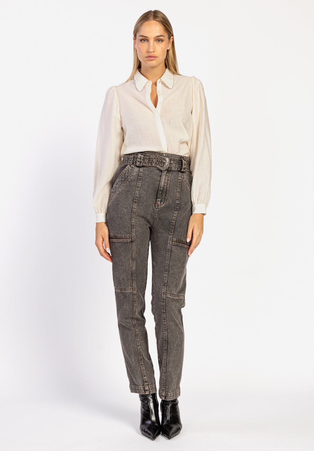 Bibi Denim Pants Gray