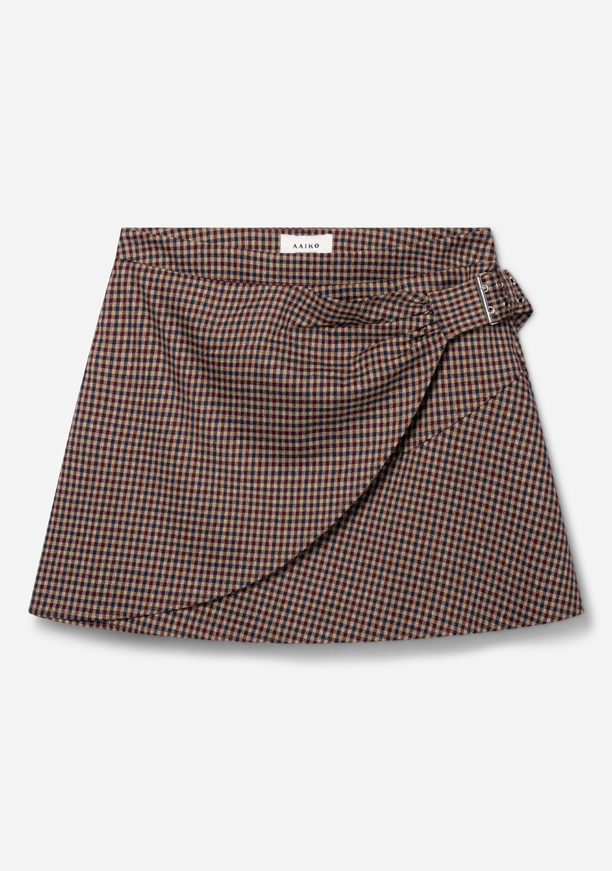Silk Check Skirt Burgundy