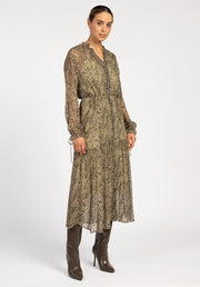 AAIKO, Sophie Snake Print Dress Green
