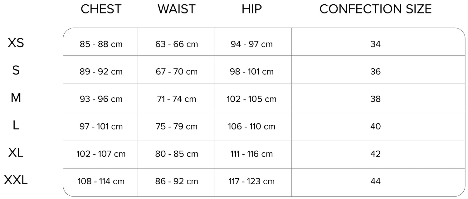 Semira dress orange size chart