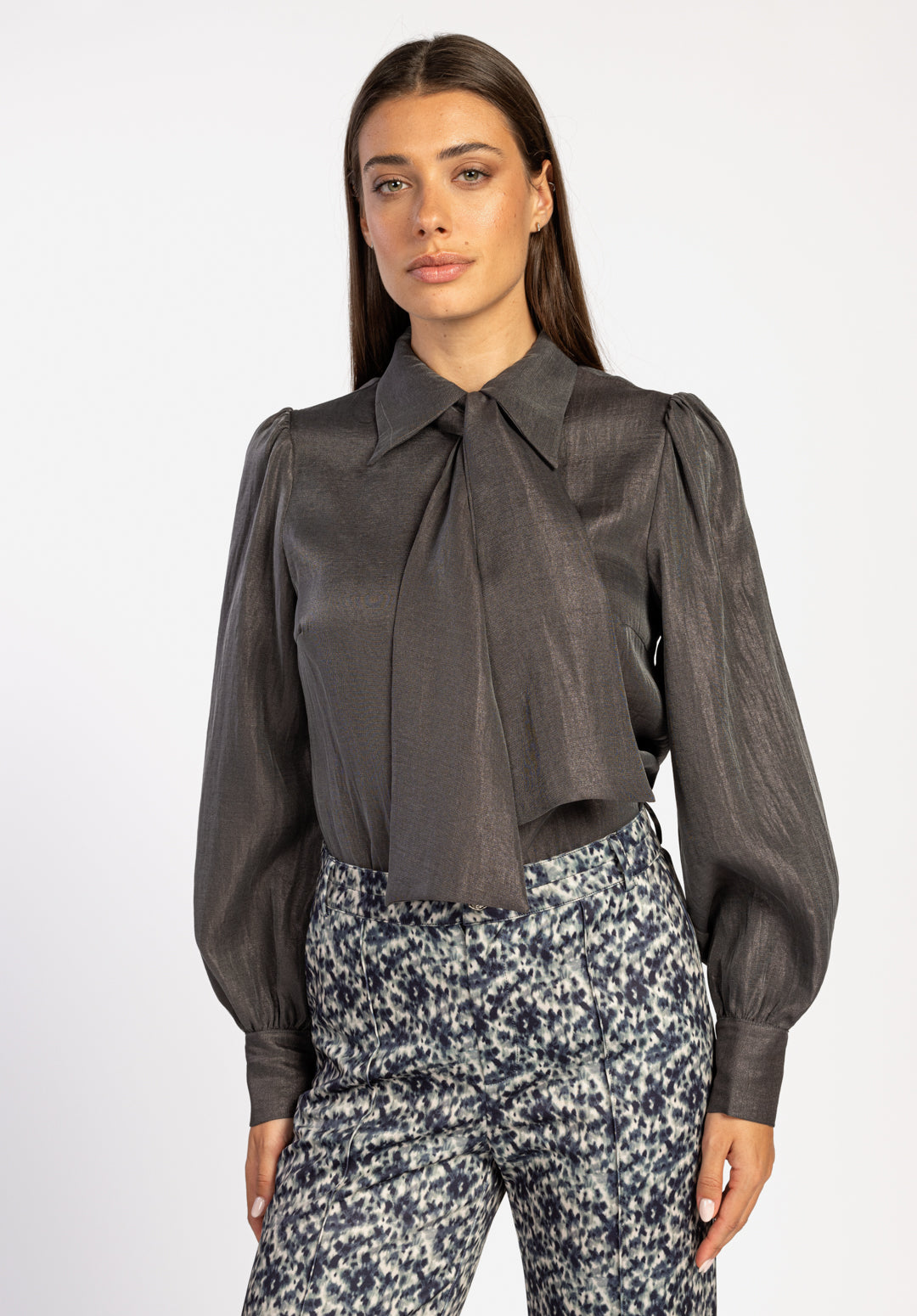 Veronne Tie Blouse Grey