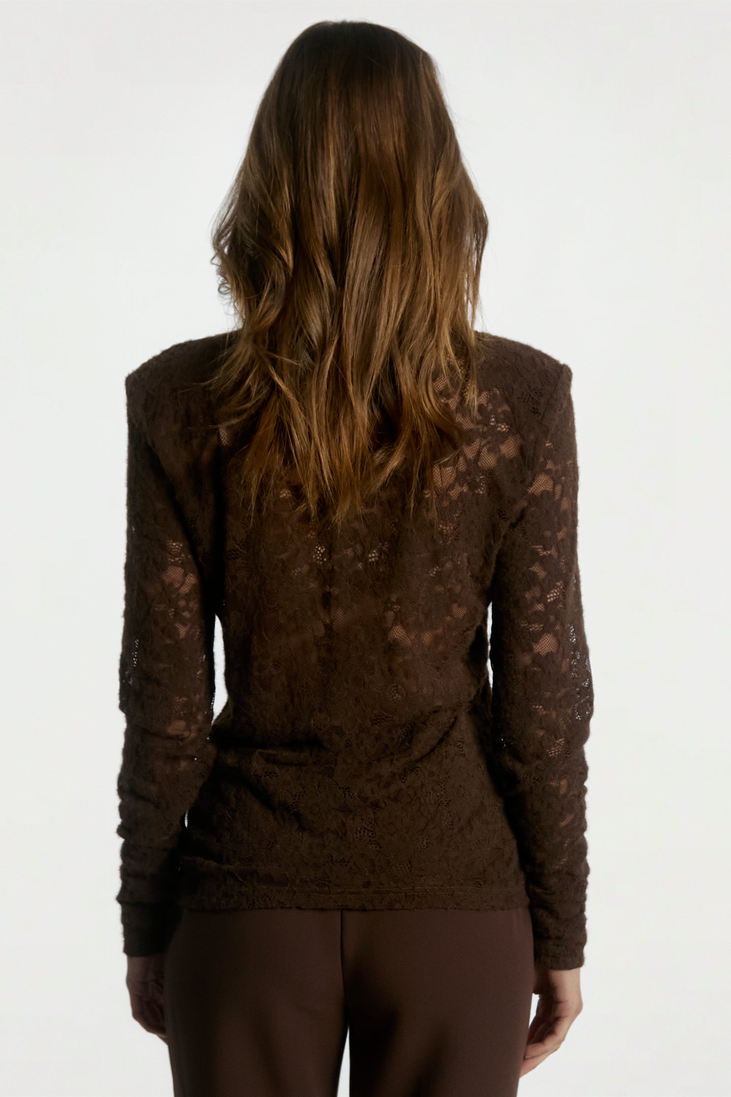 Vigo lace top donker bruin