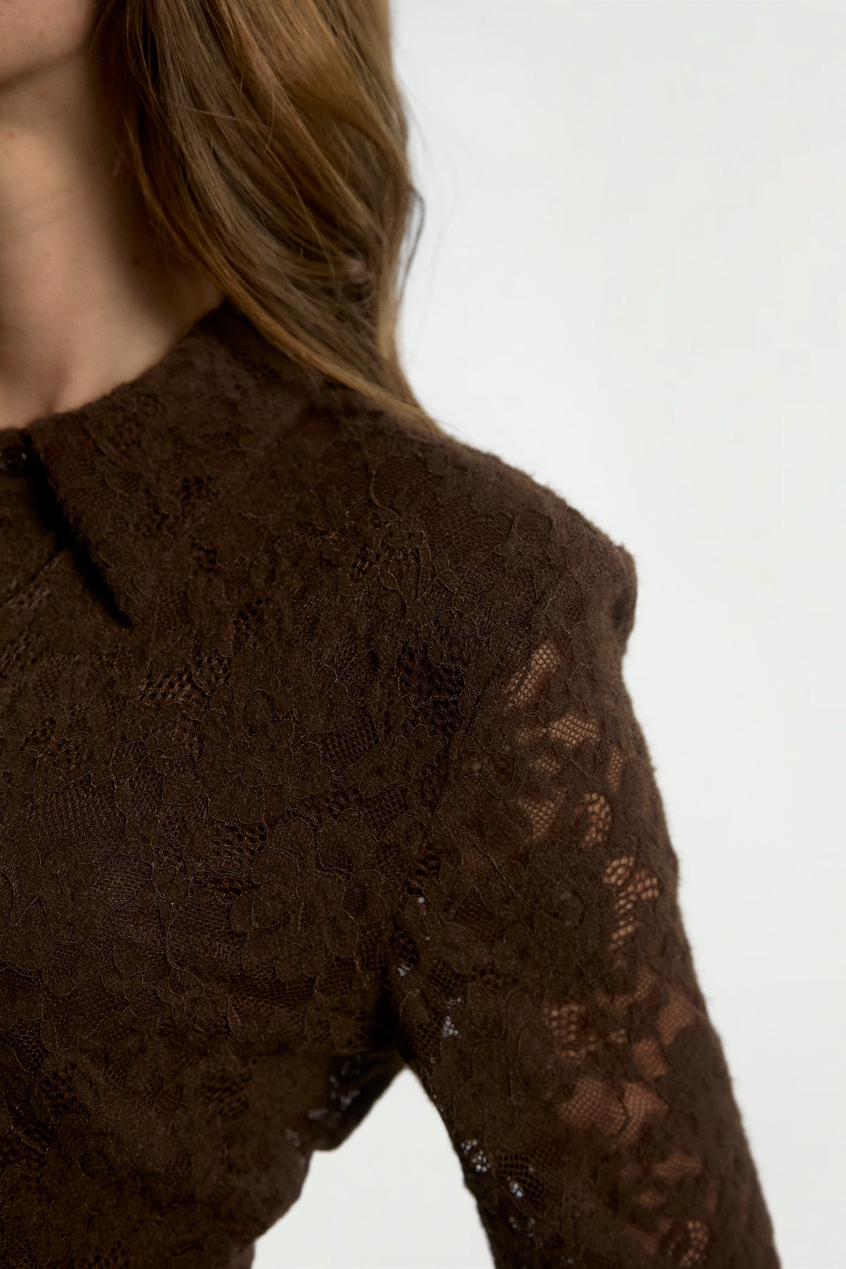 Vigo lace top donker bruin