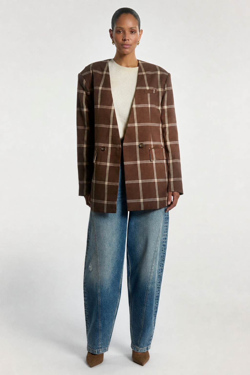 Luray check blazer bruin