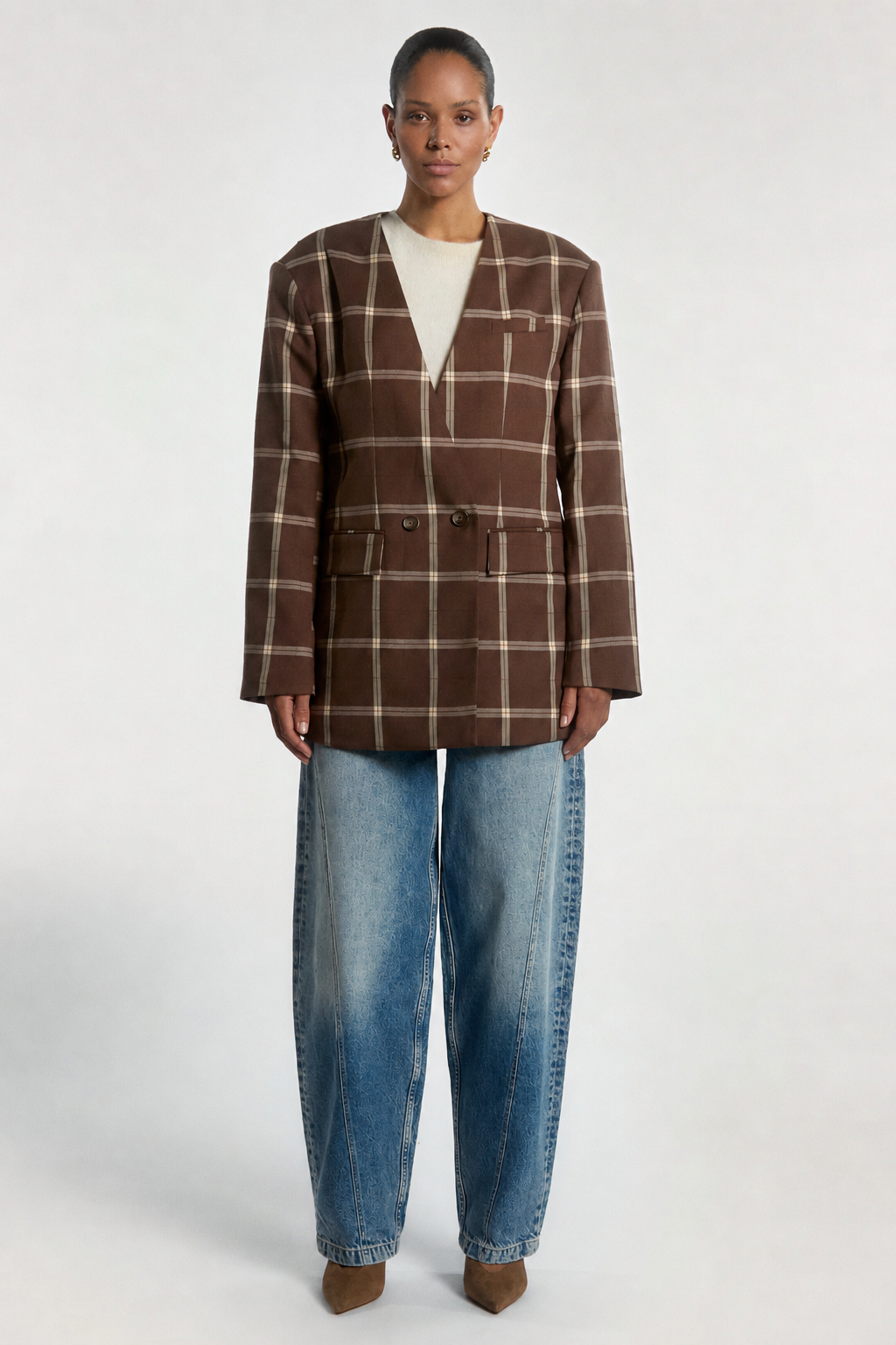 Luray check blazer bruin