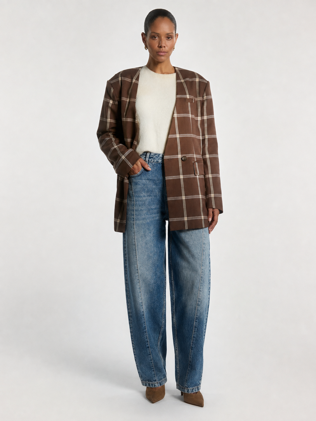 Luray check blazer bruin